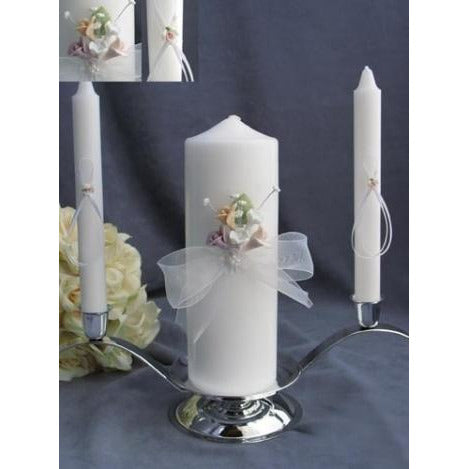 Pastel Porcelain Rose Wedding Unity Candle Set - Wedding Collectibles