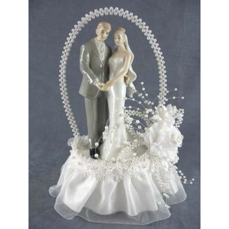 Pearl Elegance Arch Bride and Groom Cake Topper - Wedding Collectibles