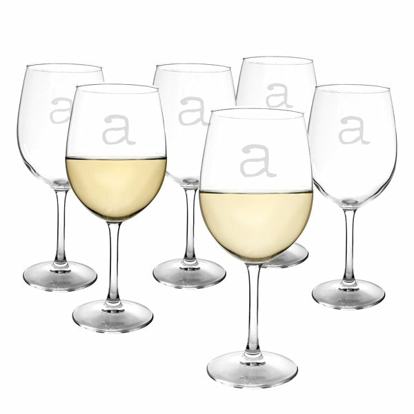 Personalized 12 oz. White Wine Glasses (Set of 6) - Wedding Collectibles