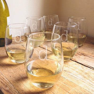 Stemless Wine Glasses Set of 6 