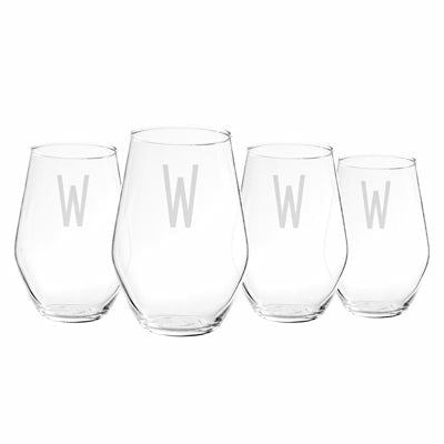 Personalized 19 oz. Contemporary Stemless Wine Glasses (Set of 4) - Wedding Collectibles