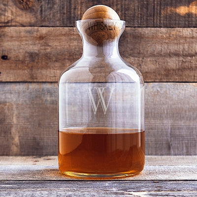 Personalized 56 oz. Glass Decanter with Wood Stopper - Wedding Collectibles