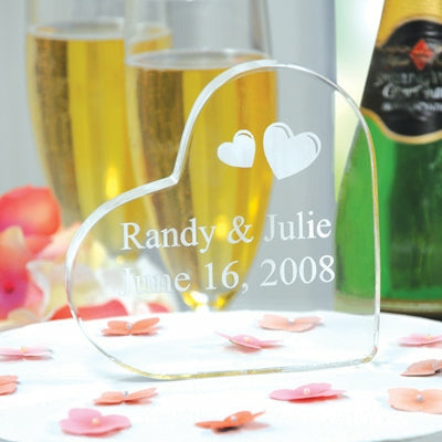 Personalized Acrylic Heart Cake Topper - Wedding Collectibles