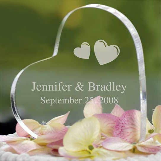 Personalized Acrylic Heart Cake Topper - Wedding Collectibles