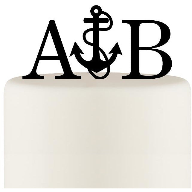 Personalized Anchor with Rope Nautical Monogram Wedding Cake Topper with YOUR Initials - Wedding Collectibles