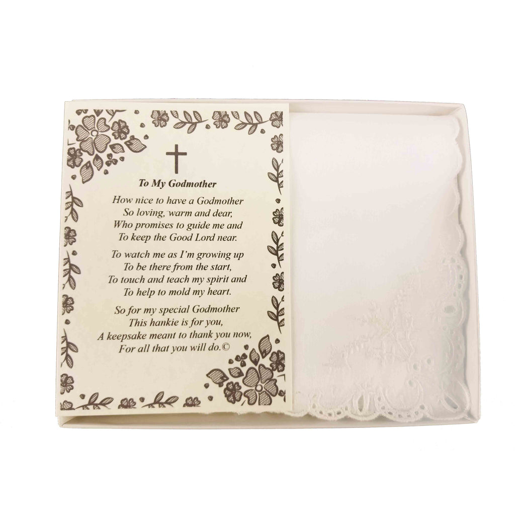 Personalized Baptism Christening Dedication To My Godmother Poetry Handkerchief - Hankies Gift Keepsake - Wedding Collectibles