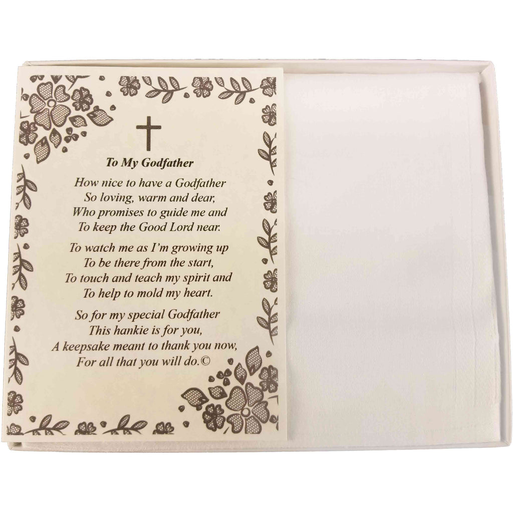 Personalized Baptism Christening Dedication To My Godfather Poetry Handkerchief - Hankies Gift Keepsake - Wedding Collectibles