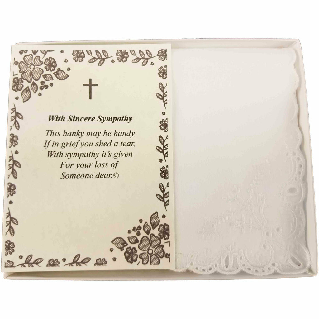Personalized Sympathy Bereavement Christian Religious with Cross Poetry Woman's Handkerchief Gift Keepsake Ideas for Loved One - Wedding Collectibles