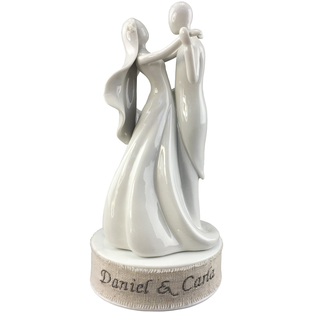 Personalized Embroidery Stylized Dancing Wedding Cake Topper - Wedding Collectibles