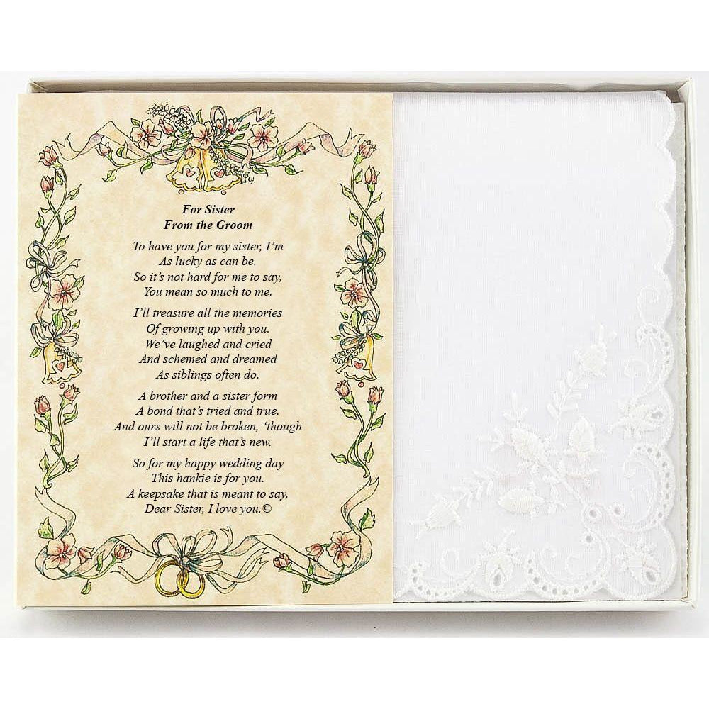 Personalized From the Groom to his Sister Wedding Handkerchief - Wedding Collectibles