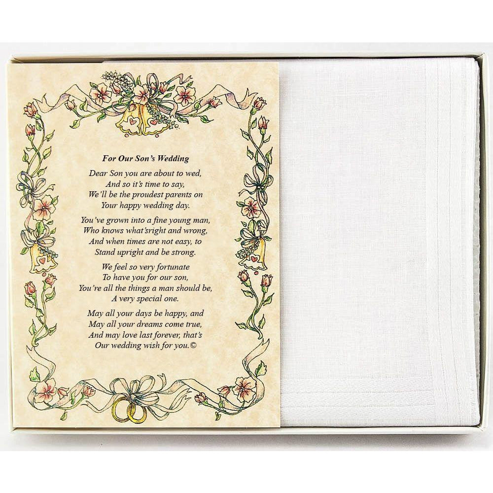 Personalized From the Groom's Parents to the Groom Poetry Wedding Handkerchief - Wedding Collectibles