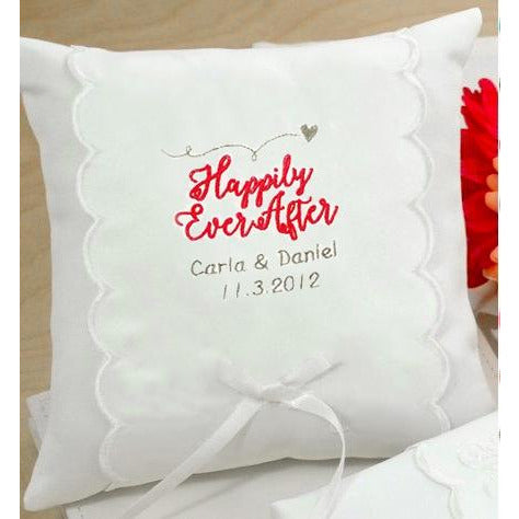 Personalized Happily Ever After Wedding Ring Pillow - Wedding Collectibles