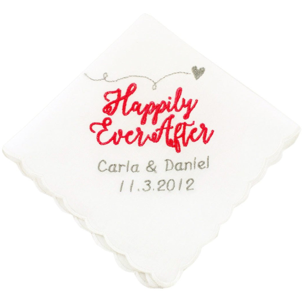 Personalized Happily Ever After Wedding Handkerchief - Wedding Collectibles