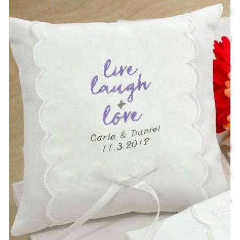 Personalized Live, Laugh & Love Wedding Ring Pillow