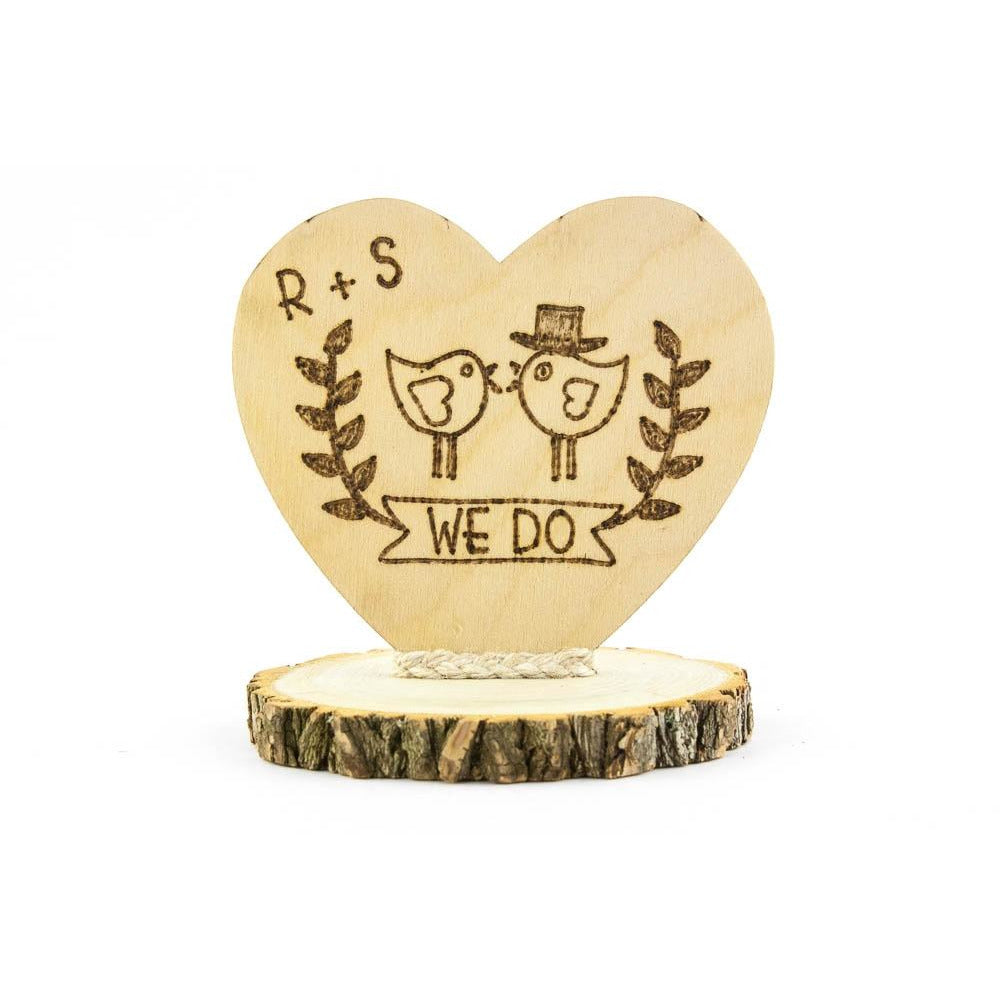Personalized We Do Love Birds Rustic Cake Topper - Wedding Collectibles
