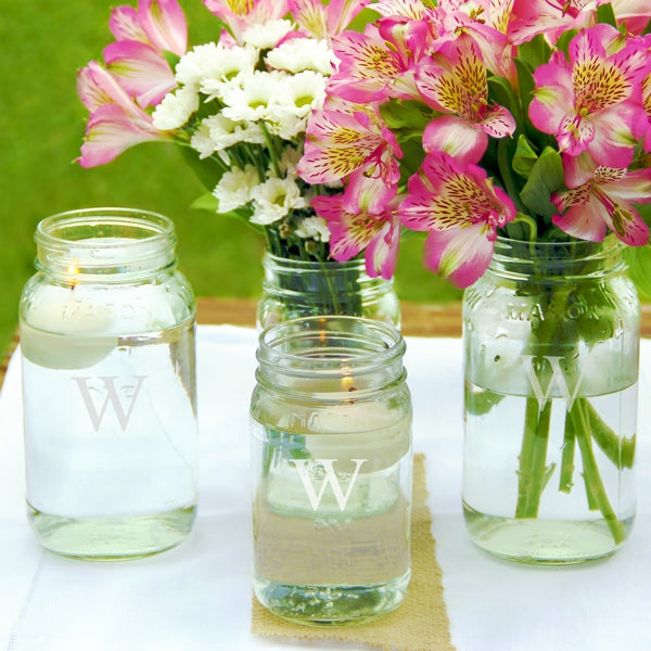 Personalized Mason Jar Vase Collection (Set of 4) - Wedding Collectibles