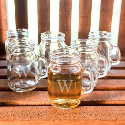 Personalized Old Fashioned Drinking Jar Mugs - Set of 4