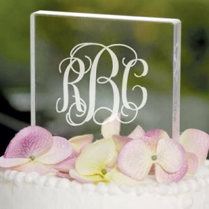 Personalized Monogram Acrylic Square Cake Topper - Wedding Collectibles