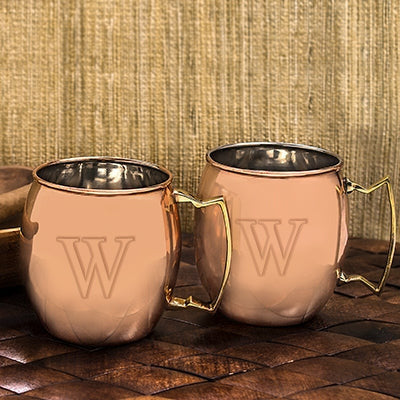 Personalized Moscow Mule Copper Mug w/ Unique Handle (Set of 2) - Wedding Collectibles
