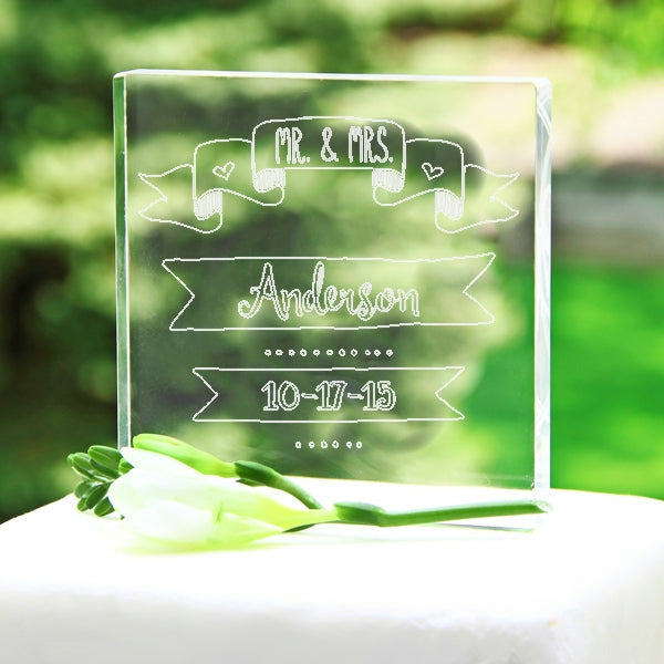 Personalized Mr and Mrs Acrylic Wedding Cake Topper - Wedding Collectibles