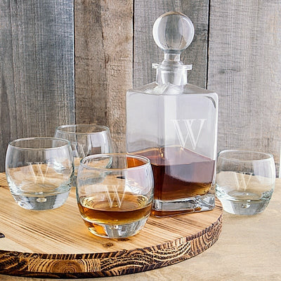 Personalized Square Decanter Set - Wedding Collectibles