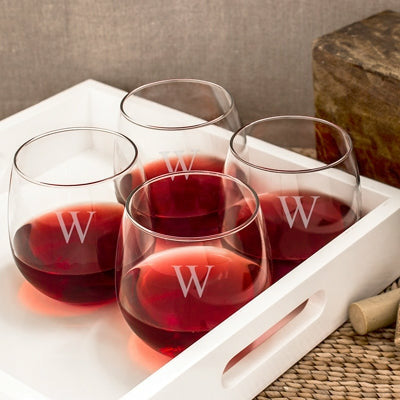 Personalized Stemless Red Wine Glasses (Set of 4) - Wedding Collectibles