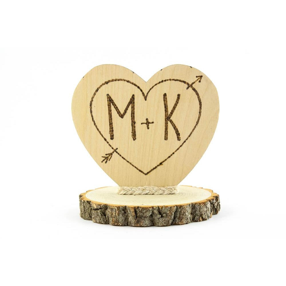 Personalized Cupid's Heart Rustic Cake Topper - Wedding Collectibles