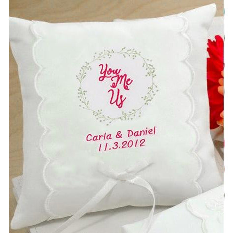Personalized You, Me, Us Wedding Ring Pillow - Wedding Collectibles