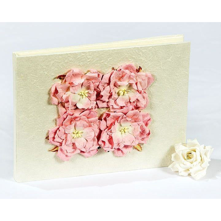 Pink Rose Natural Paper Wedding Guestbook - Wedding Collectibles