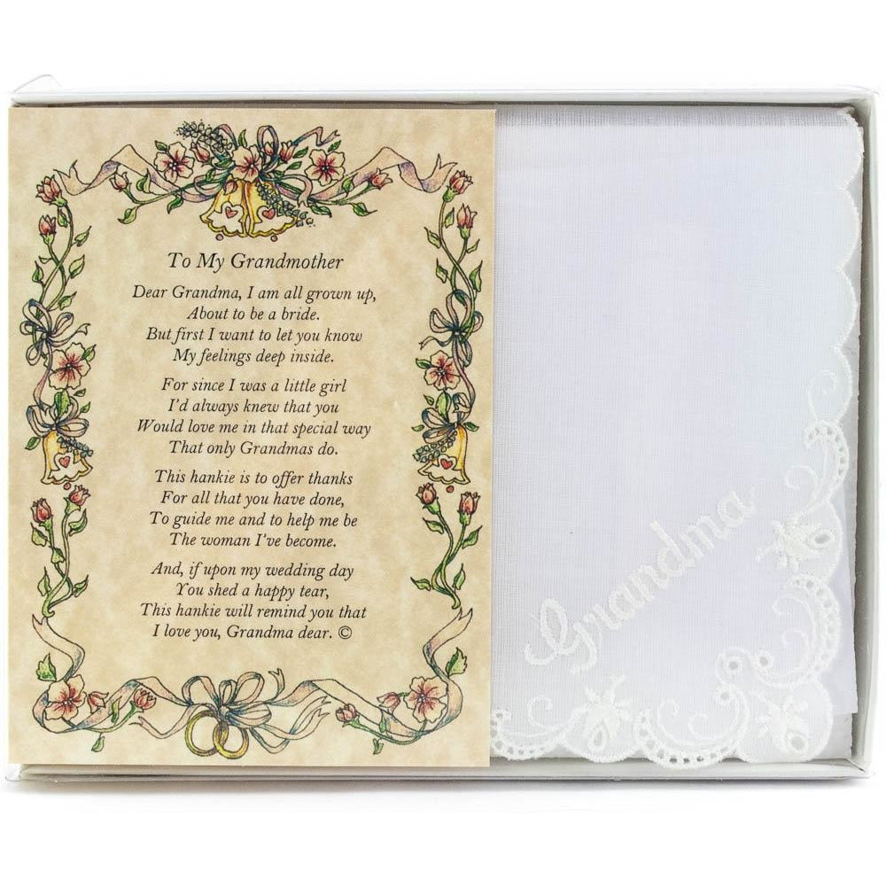 Personalized Poetry Hankie for Grandmother from Bride Wedding Handkerchief - Wedding Collectibles