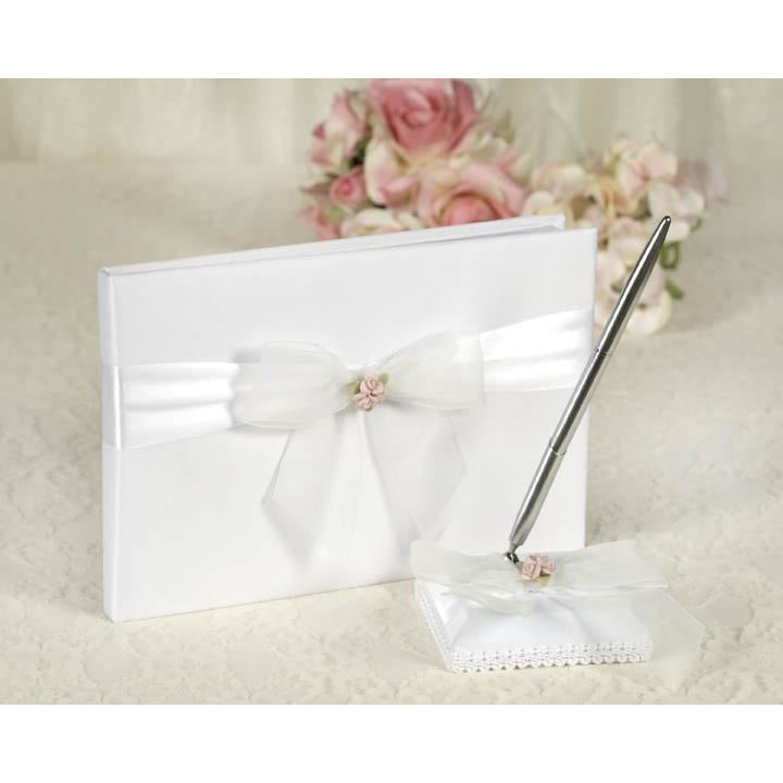 Porcelain Rose Bouquet Wedding Guestbook and Pen Set - Wedding Collectibles