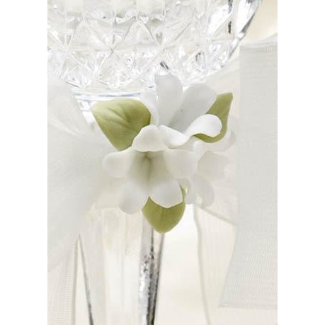 Porcelain Stephanotis Bouquet Wedding Toasting Glasses - Wedding Collectibles