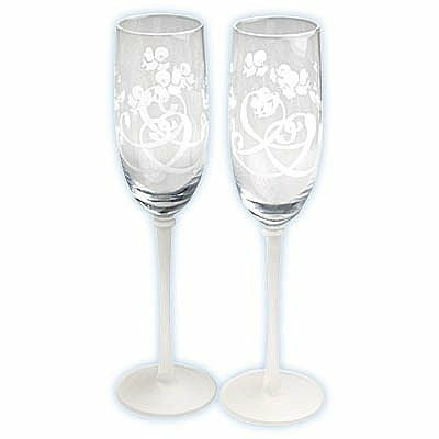 Precious Moments ® "Bluebirds of Happiness" Wedding Toasting Glasses - Wedding Collectibles