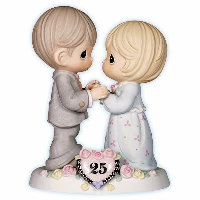 Precious Moments ® "Our Love Still Sparkles in Your Eyes" 25th Anniversary Cake Topper Figurine - Wedding Collectibles