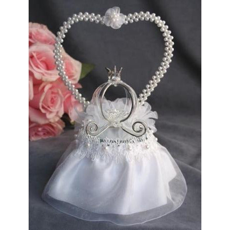 Pumpkin Coach Cake Topper With Pearl Heart - Wedding Collectibles