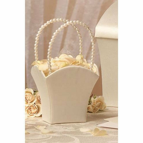 Pure Simplicity Pearl Handle Flower Basket - Wedding Collectibles
