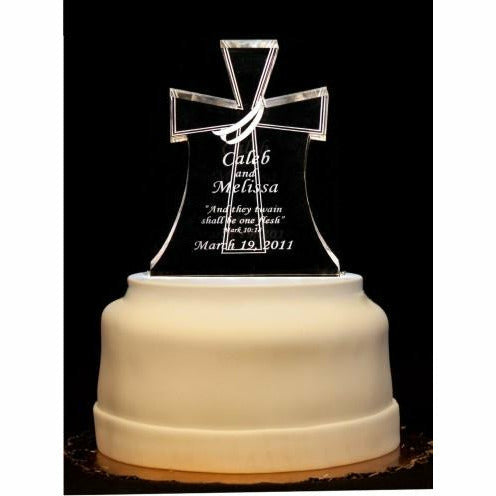 Religious Cross Light-Up Wedding Cake Topper - Wedding Collectibles