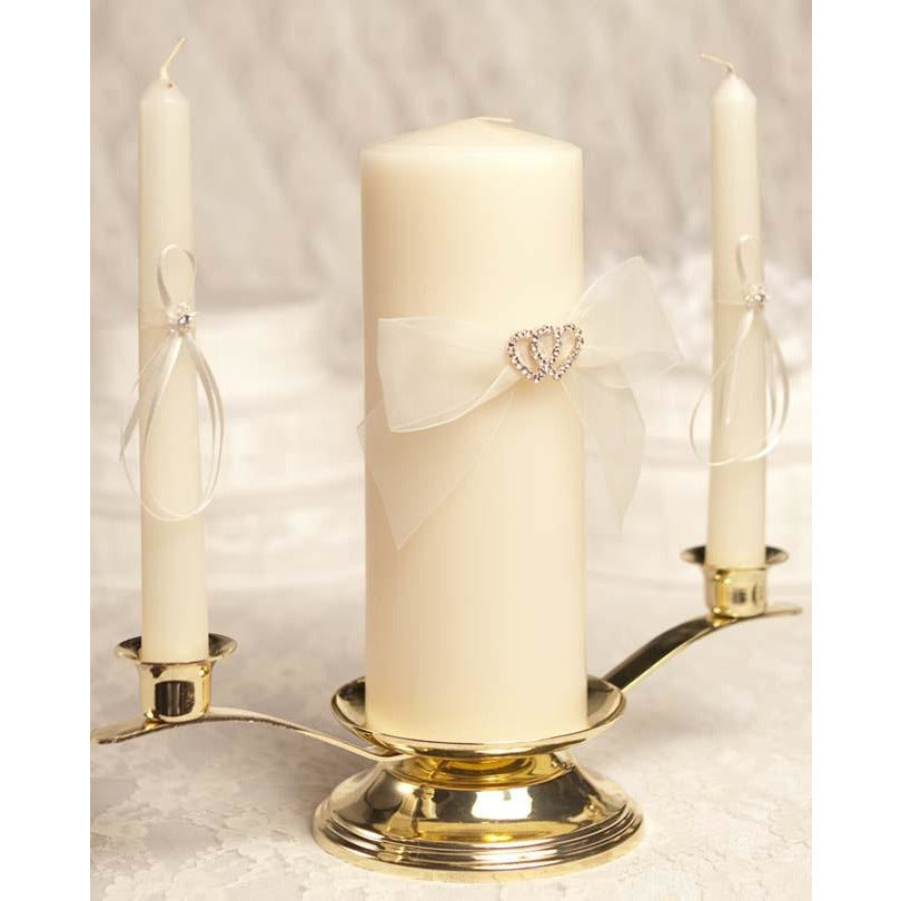 Rhinestone Hearts Wedding Unity Candle & Taper Set - Wedding Collectibles