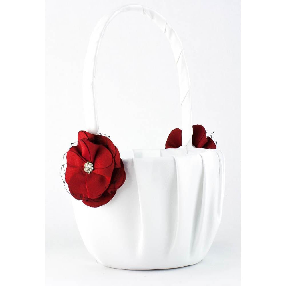 Red and Black Rose Wedding Flowergirl Basket - Wedding Collectibles