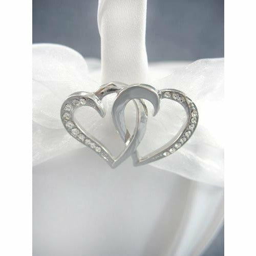 Rhinestone Stylized Hearts Wedding Flowergirl Basket - Wedding Collectibles