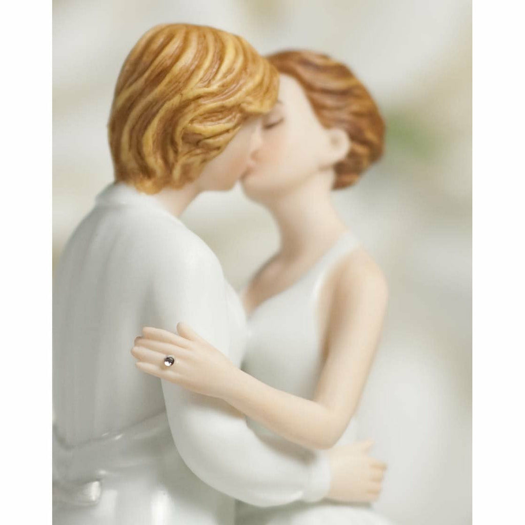 Romance Gay Lesbian Rose Pearl Wedding Cake Topper - Wedding Collectibles