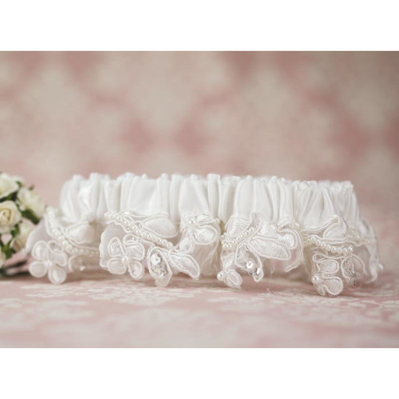 Floral Applique Wedding Garter - Wedding Collectibles