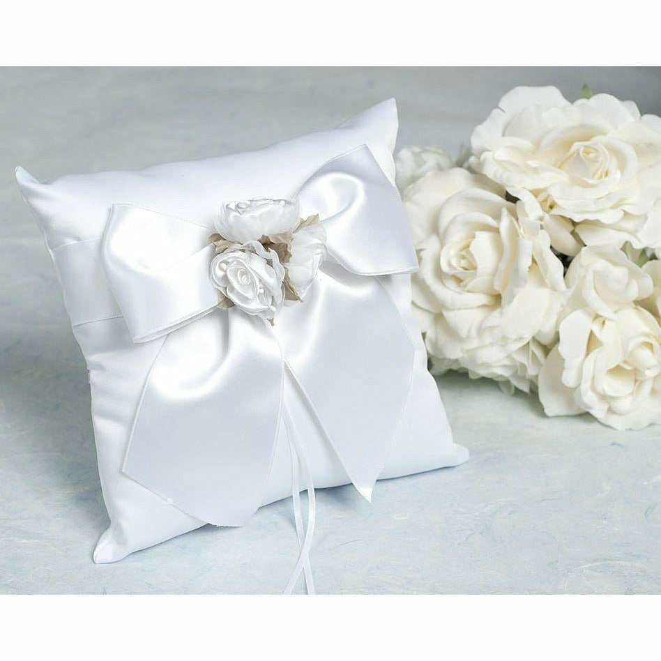 Rose Plush Satin and Organza Wedding Ringbearer Pillow - Wedding Collectibles