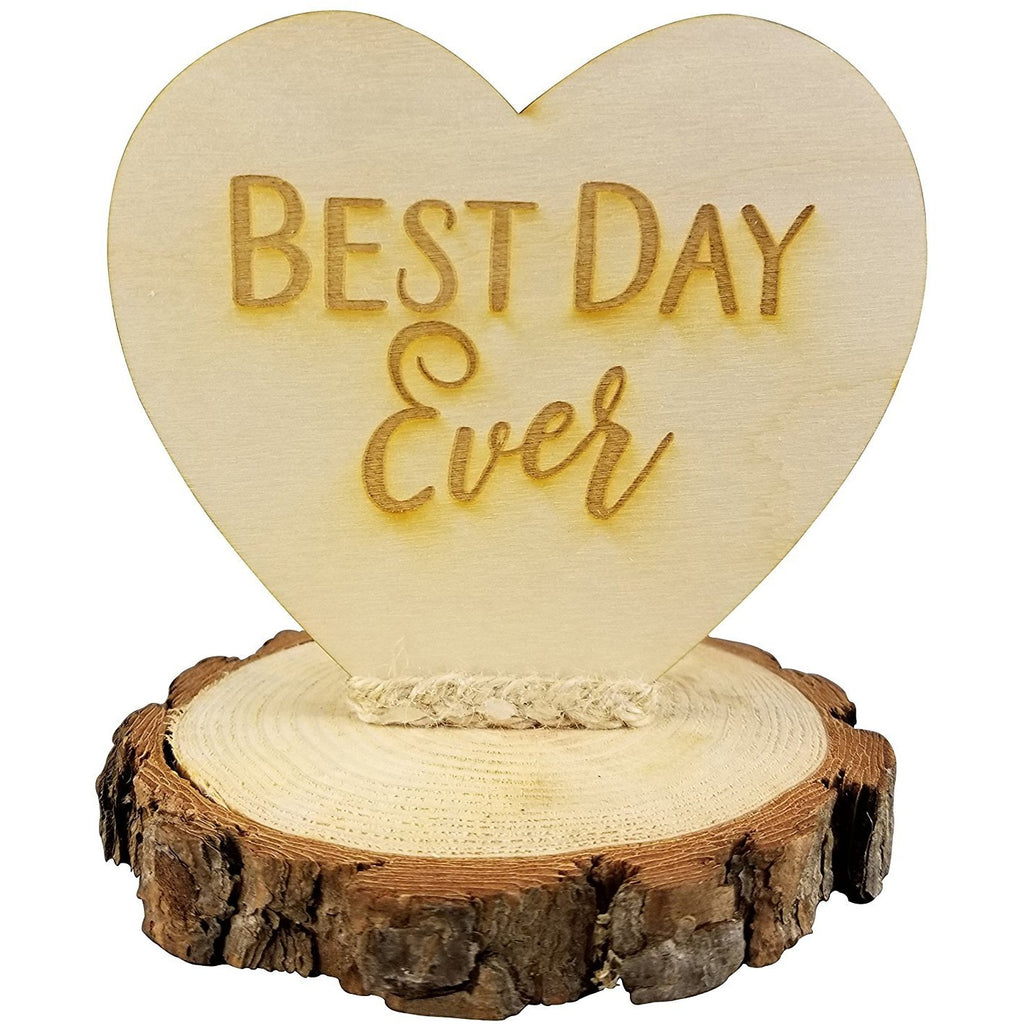Rustic Wood Best Day Ever Wedding Cake Topper - Wedding Collectibles