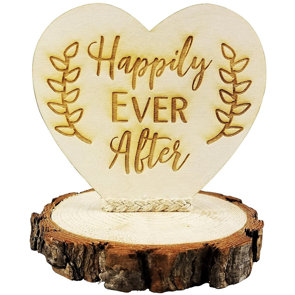 Rustic Wood Happily Ever After Wedding Cake Topper - Wedding Collectibles