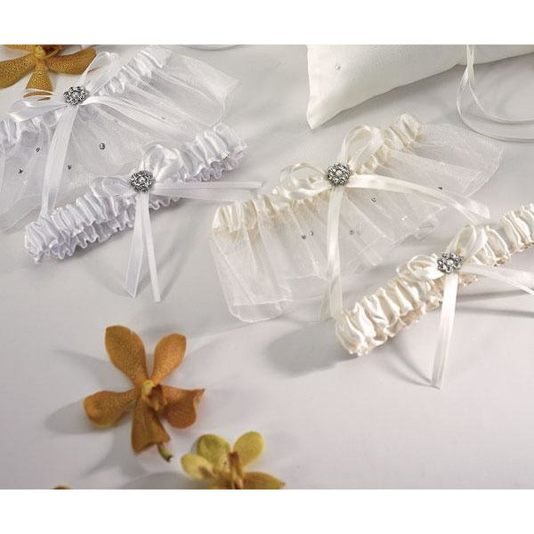 Scattered Pearls & Crystals Two Piece Bridal Garter Set - Wedding Collectibles