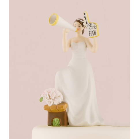 #1 Fan Cheering Bride Figurine Mix & Match Cake Toppers - Wedding Collectibles