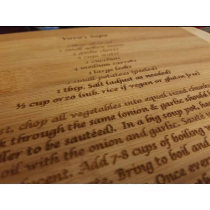 Wooden Recipe Cutting Board (Thick) Custom, Hand-Written Engraved | Fully Custom Engraving - Wedding Collectibles