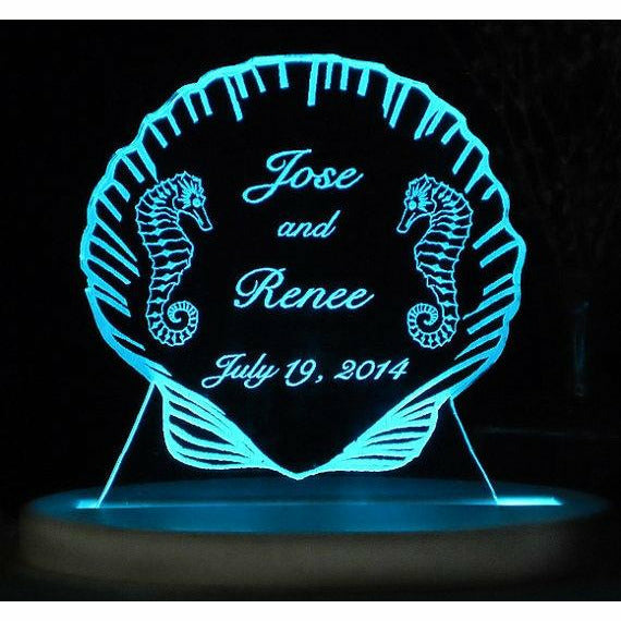 Seahorse Beach Light-Up Wedding Cake Topper - Wedding Collectibles