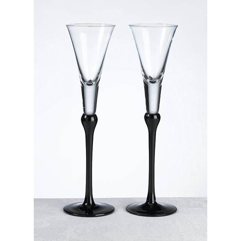 Set Of Tall Flutes -Black - Wedding Collectibles